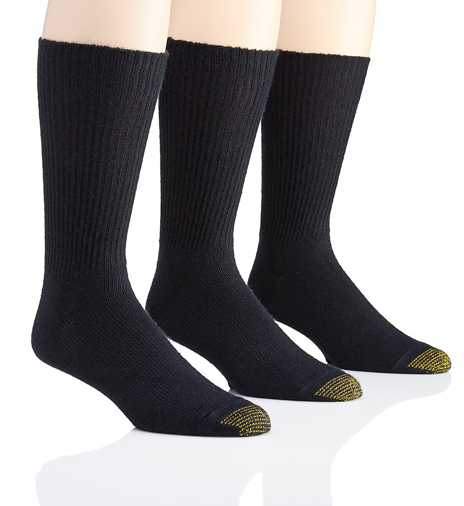 Gold Toe 523S Fluffies 1x1 Rib Crew Socks - 3 Pack (Navy)