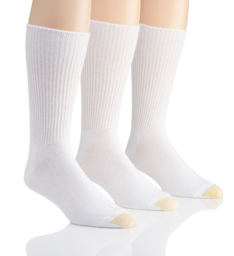 Gold Toe 523S Fluffies 1x1 Rib Crew Socks - 3 Pack (White)