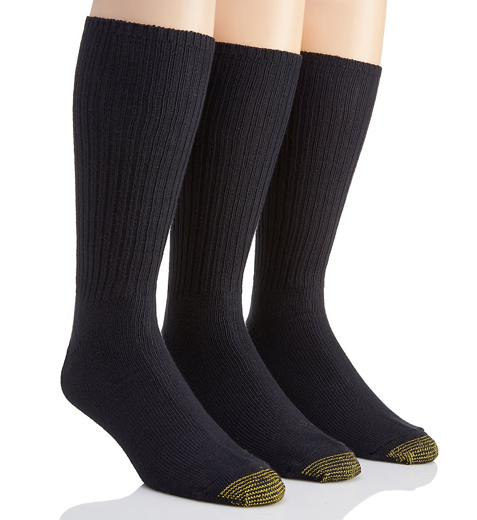 Gold Toe 633S Heritage Cotton Fluffies Crew Socks - 3 Pack (Navy)