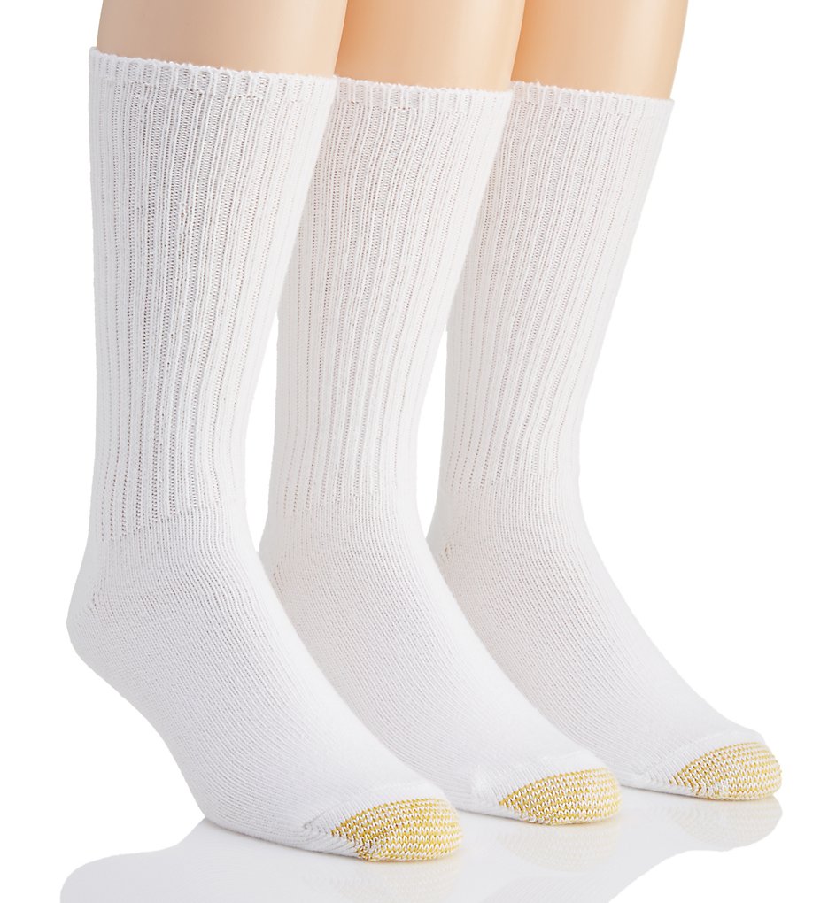 Gold Toe 633S Heritage Cotton Fluffies Crew Socks - 3 Pack (White)