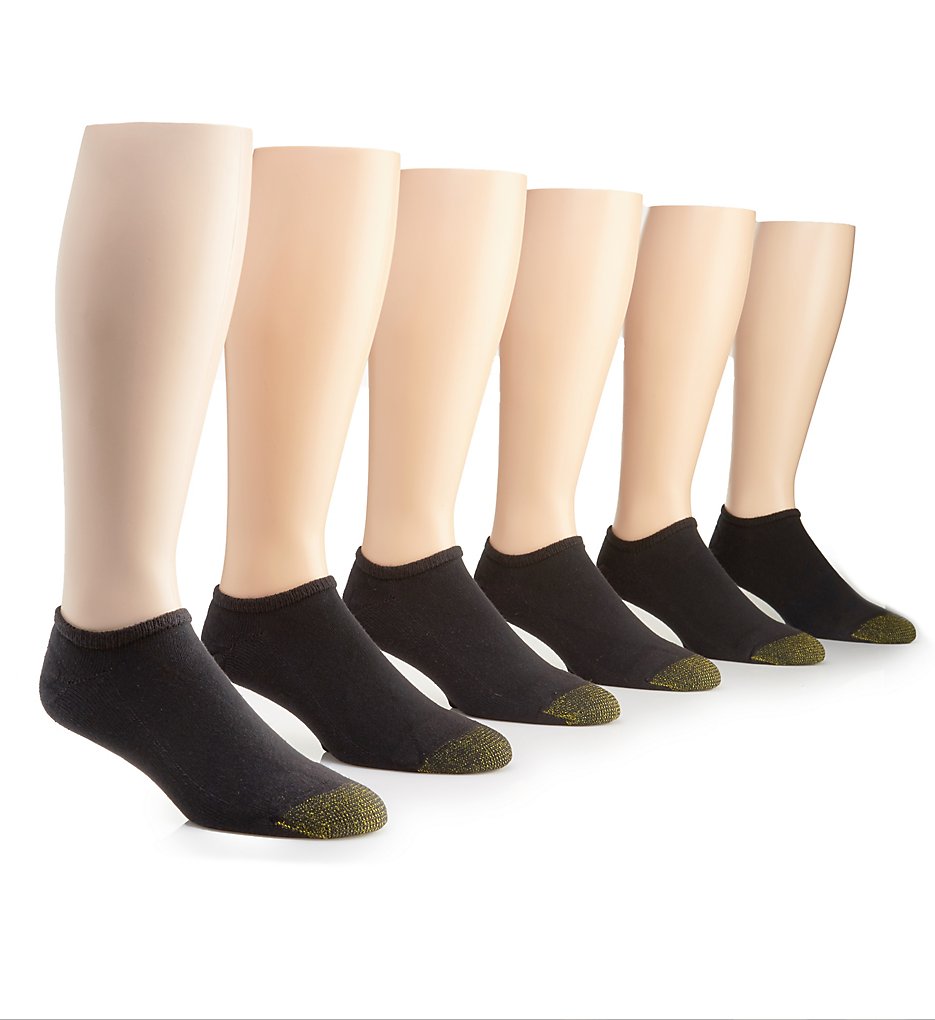 Gold Toe 656F Cotton No Show Socks - 6 Pack (Black)
