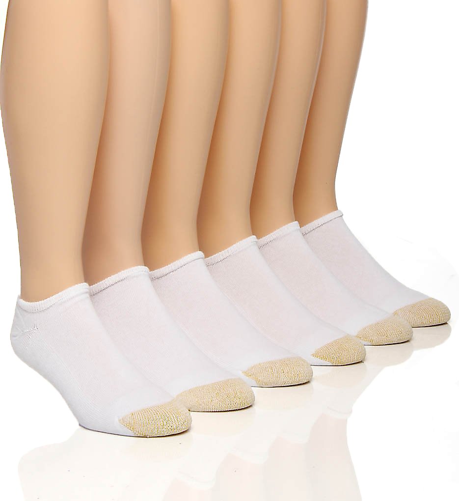 Gold Toe 656F Cotton No Show Socks - 6 Pack (White)