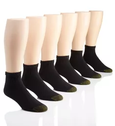 Cushioned Cotton Quarter Socks - 6 Pack BLK O/S