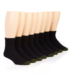 Cushioned Cotton Quarter Socks - 8 Pack BLK XL