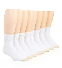 Cushioned Cotton Quarter Socks - 8 Pack WHT XL