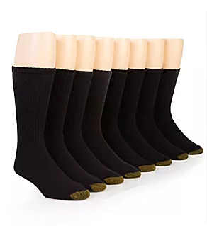 Cushioned Cotton Crew Socks - 8 Pack Black XL