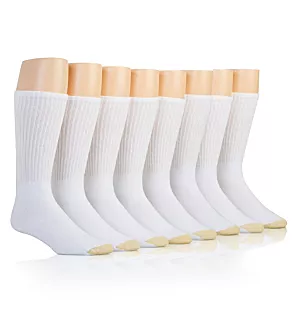 Cushioned Cotton Crew Socks - 8 Pack White O/S