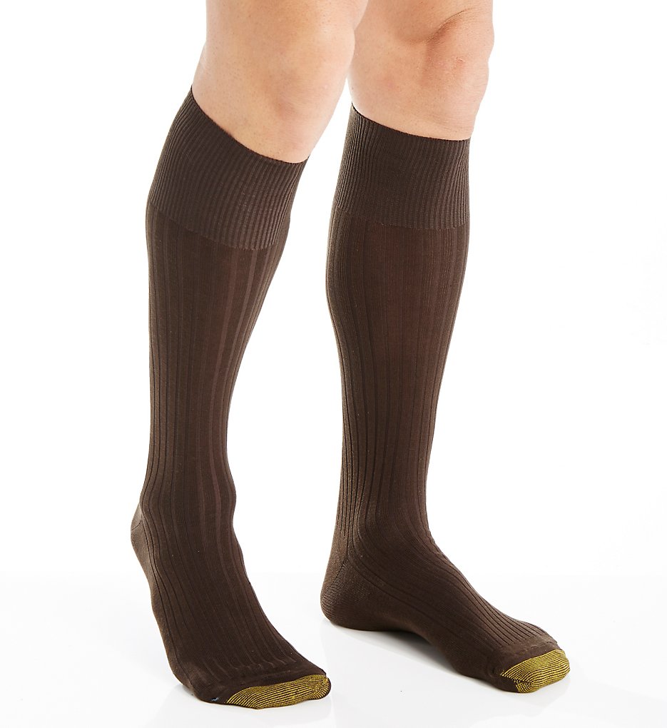 Gold Toe 794H Canterbury Over The Calf Dress Socks - 3 Pack (Brown)