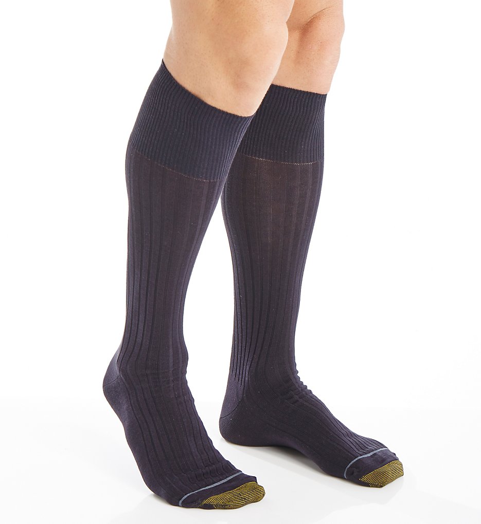 Gold Toe 794H Canterbury Over The Calf Dress Socks - 3 Pack (Navy)