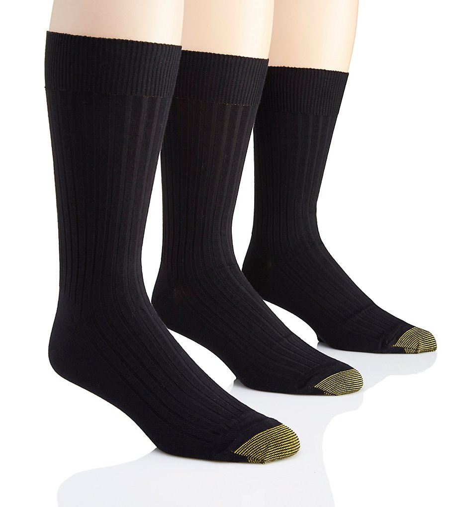 Gold Toe 794S Canterbury Crew Dress Socks - 3 Pack (Black)