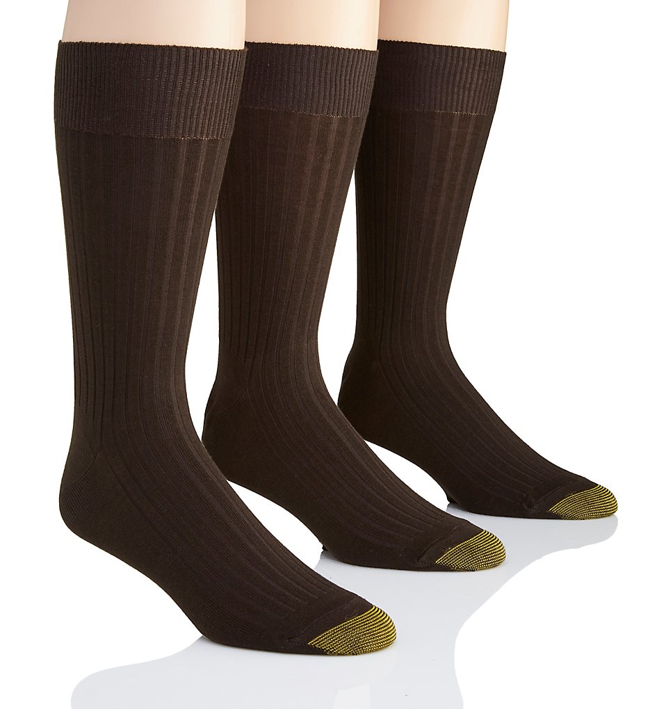 Gold Toe 794S Canterbury Crew Dress Socks - 3 Pack (Brown)