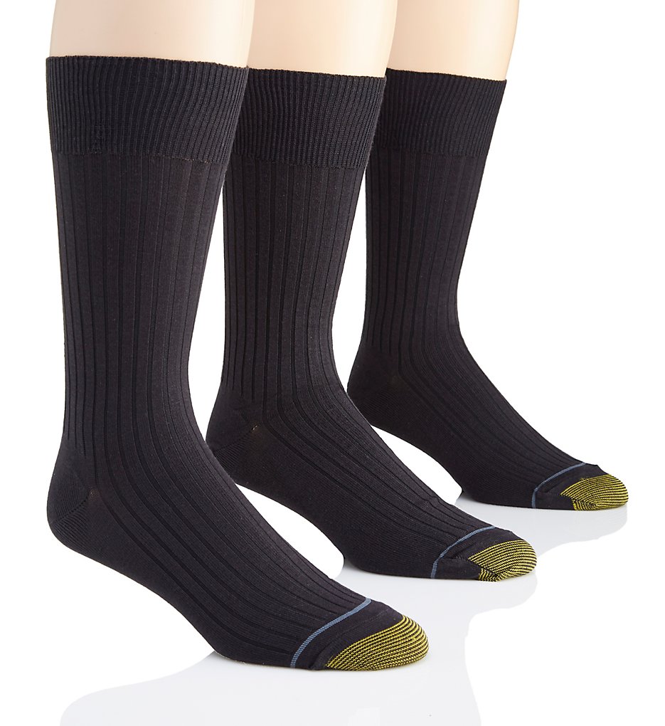 Gold Toe 794S Canterbury Crew Dress Socks - 3 Pack (Navy)