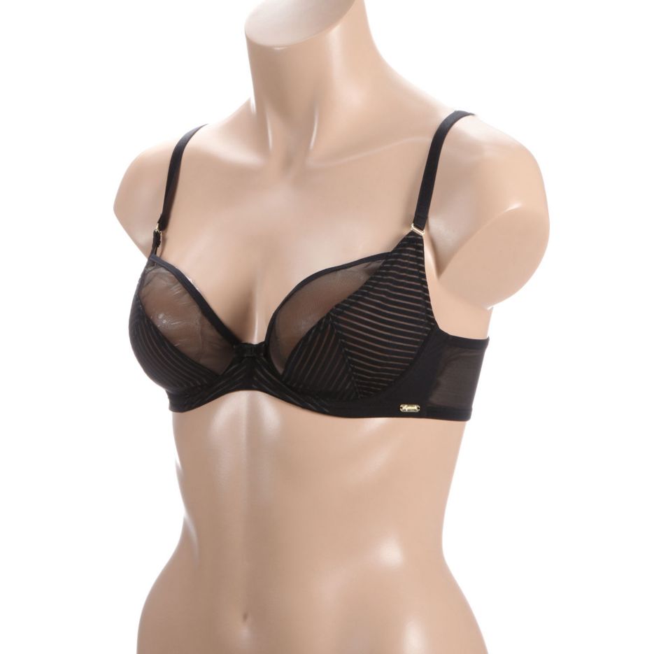 Sheer Stripe Non Padded Underwire Plunge Bra