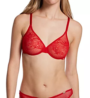 Glossies Lace Sheer Bra Chili Red 32D