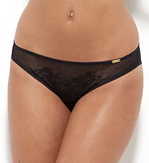Glossies Lace Sheer Brief Panty Black L