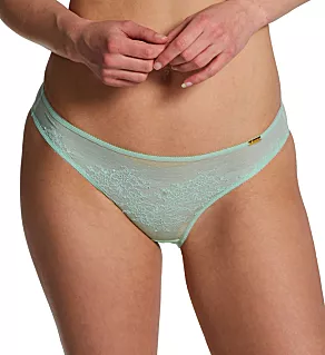 Glossies Lace Sheer Brief Panty Brooke Green XS