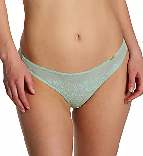 Glossies Lace Sheer Thong Brooke Green XS