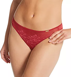 Glossies Lace Sheer Thong Raspberry Blush XL