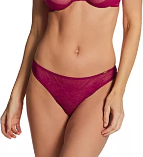 Glossies Lace Sheer Thong Vivid Fuchsia M
