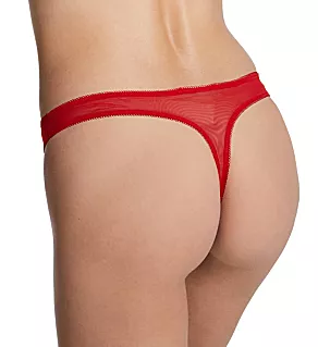 Glossies Lace Sheer Thong Chili Red L