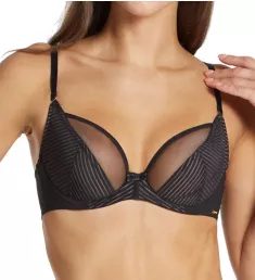 Sheer Stripe Non Padded Underwire Plunge Bra