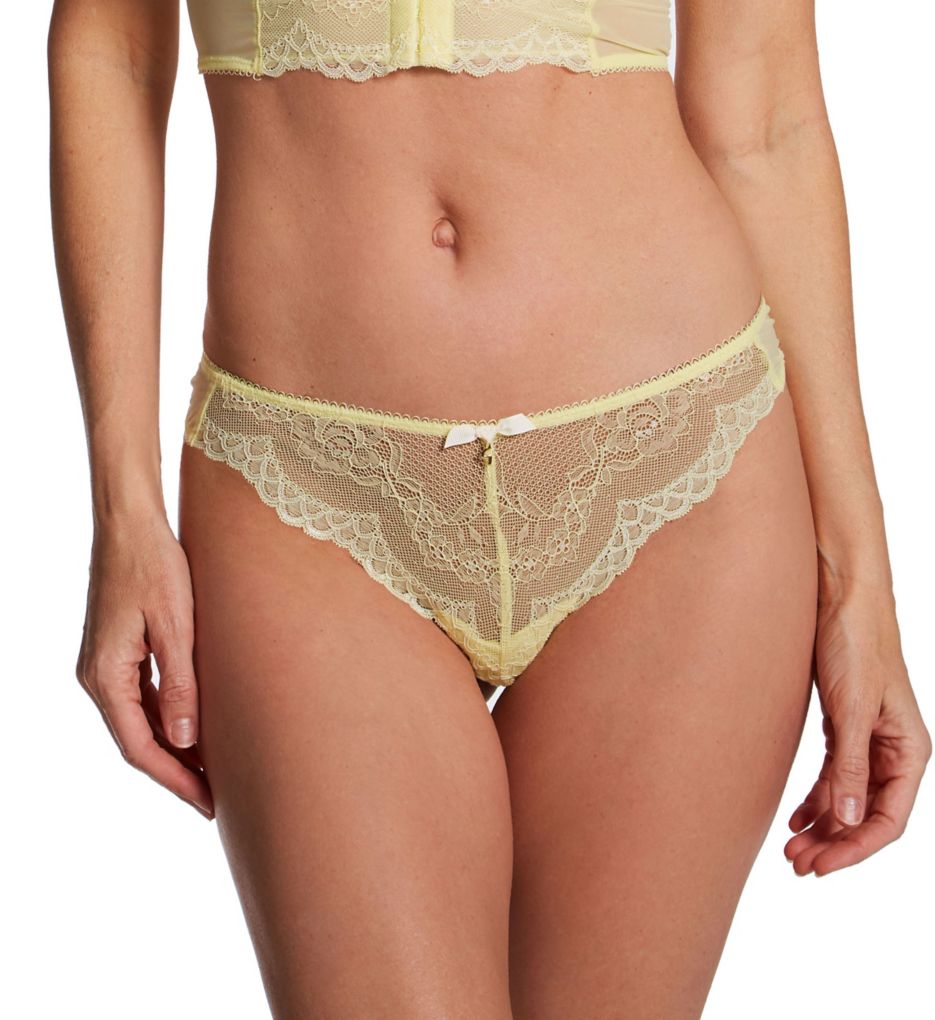 Gossard Women's Superboost Lace Thong Panty in Yellow | Size Large | HerRoom.com