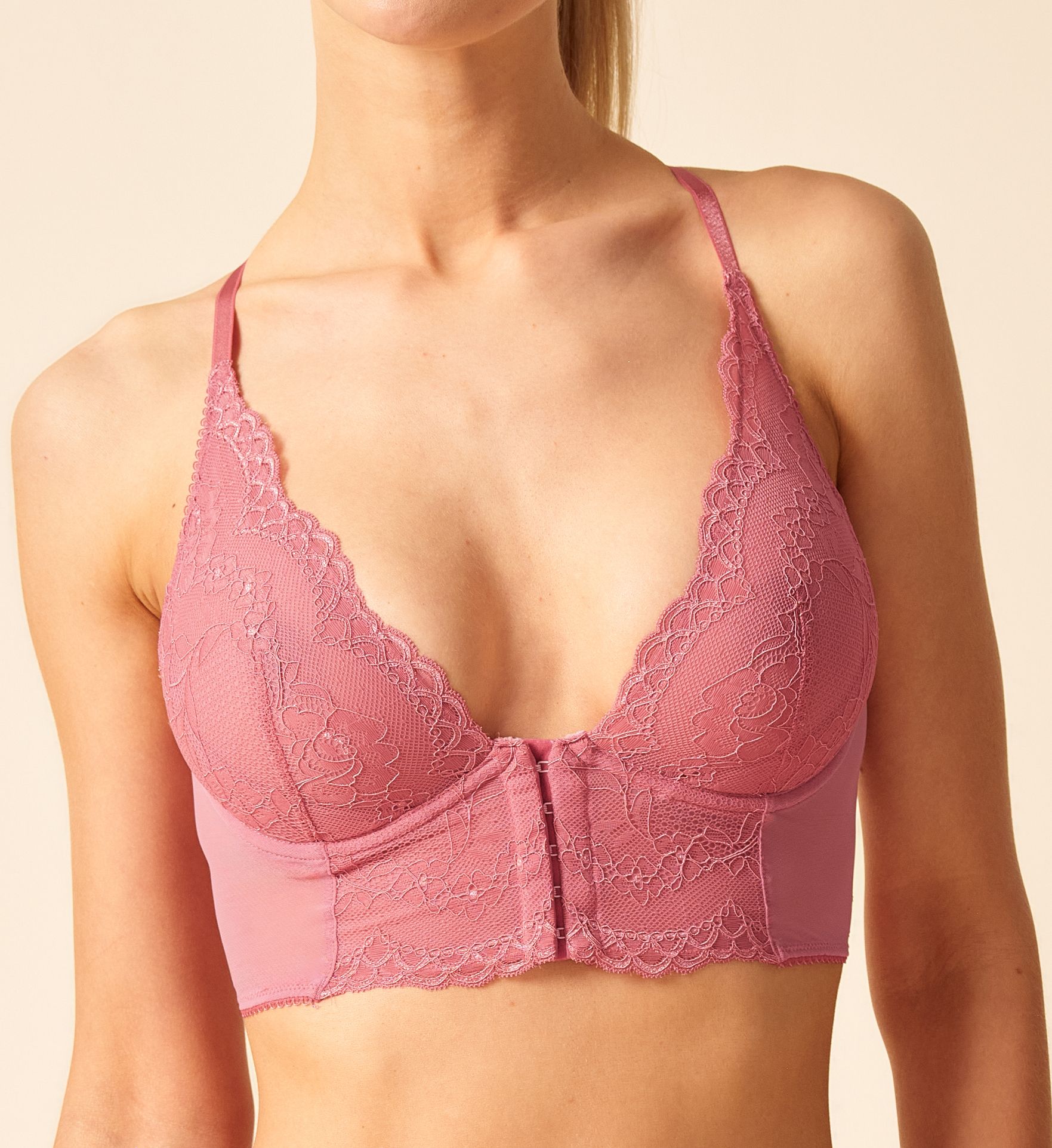 Gossard Women's Superboost Lace Deep V Underwire Bralette in Mauve Pink | Size: 34G | HerRoom.com