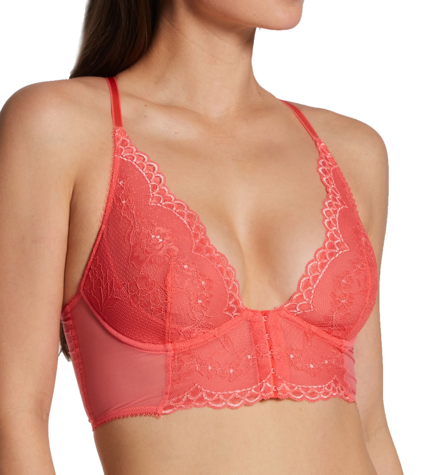 Gossard Women's Superboost Lace Deep V Underwire Bralette in Sugar Coral | Size: 36C | HerRoom.com