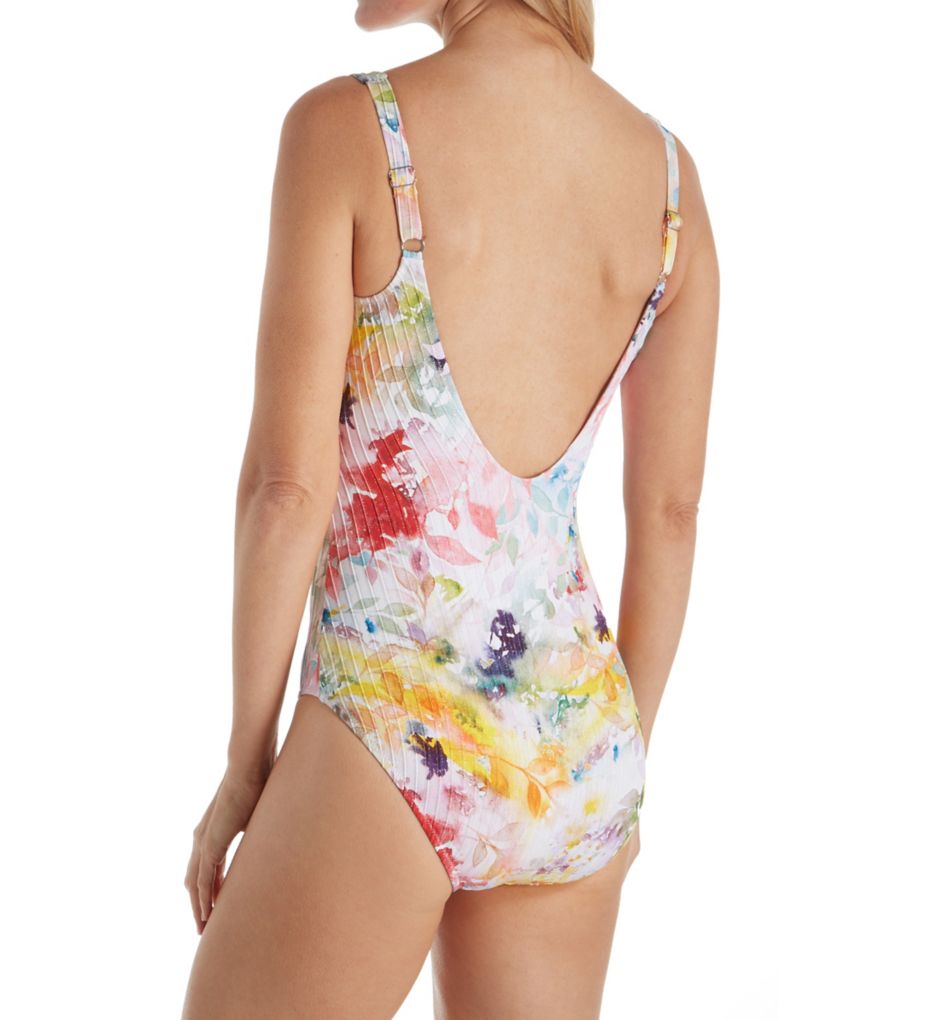 Aquarelle Zip Front Lurex One Piece Swimsuit-bs