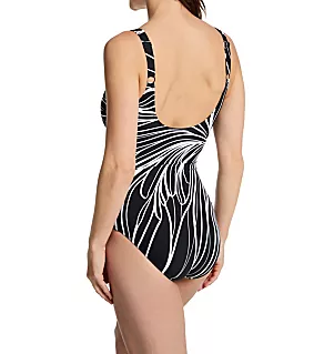 Buona Sera Square Neck One Piece Swimsuit Black/White 6