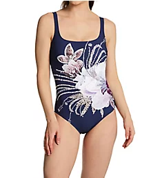 Dolce Vita Square Neck One Piece Swimsuit Navy/Pink 6