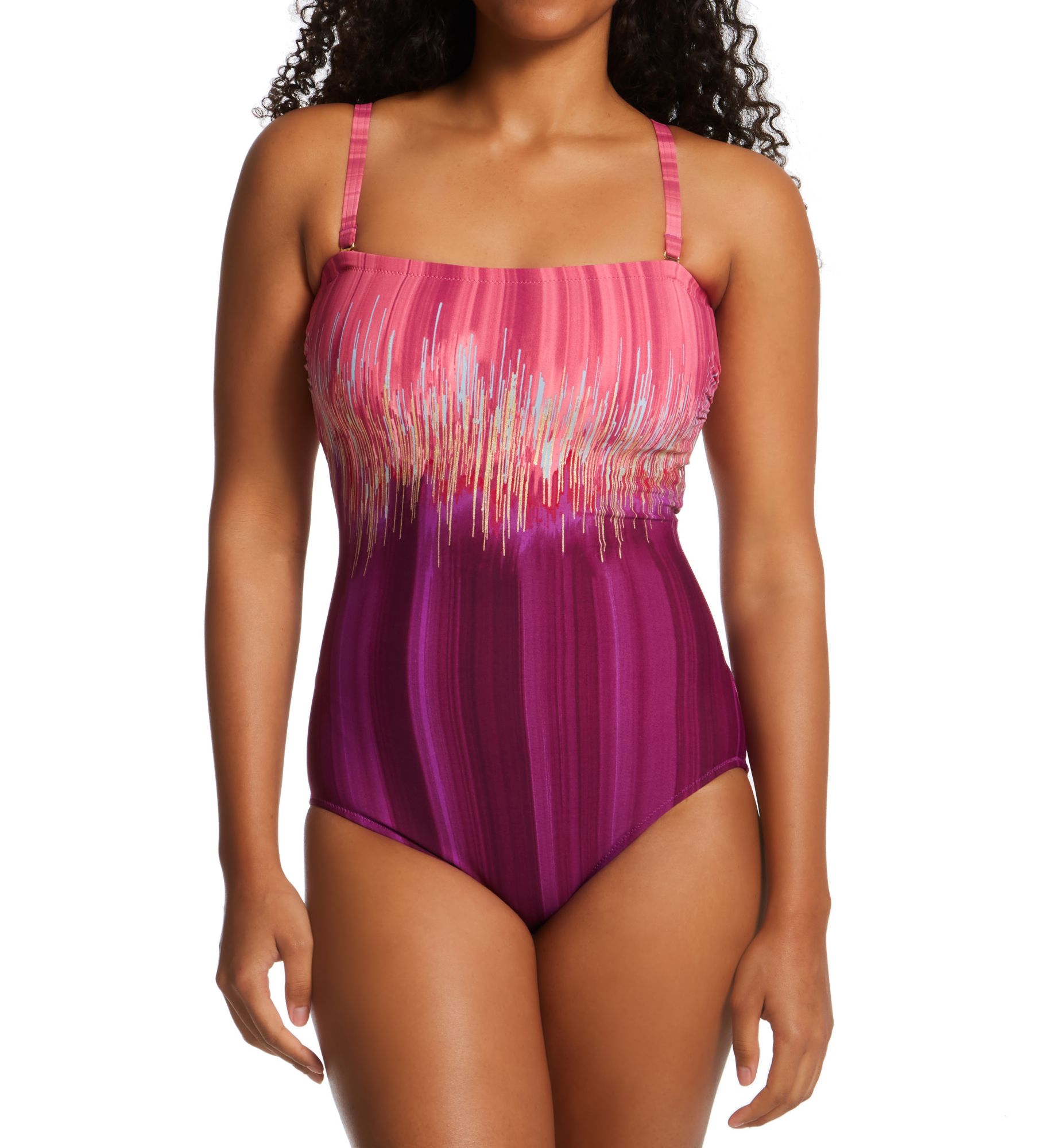 Gottex Moroccan Sky Bandeau One Piece Swimsuit Multi Plum 8  - Image 1