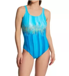 Moroccan Sky Scoop Neck One Piece Swimsuit Multi Blue 8