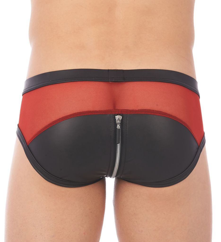 Reckless Faux Leather Zipper Back Brief