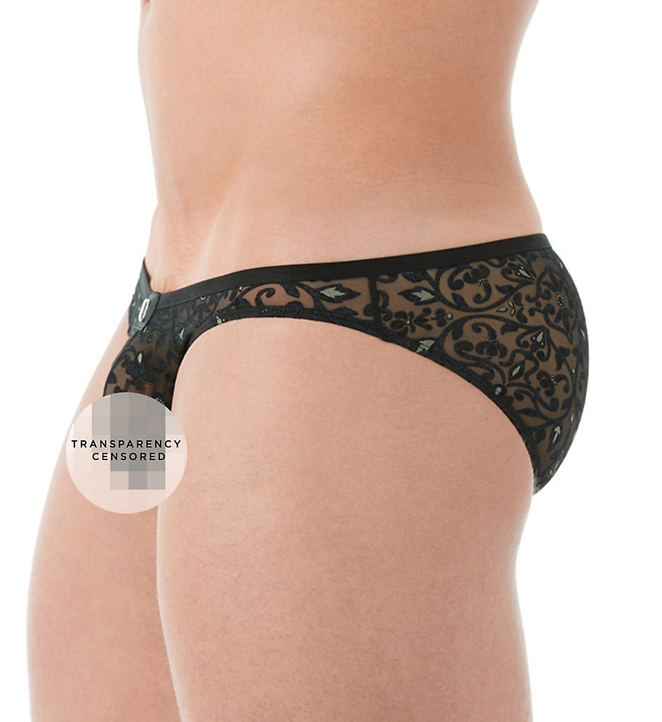Gregg Homme 142103 Rococo All Over Floral Burnout Sheer Briefs (Black)