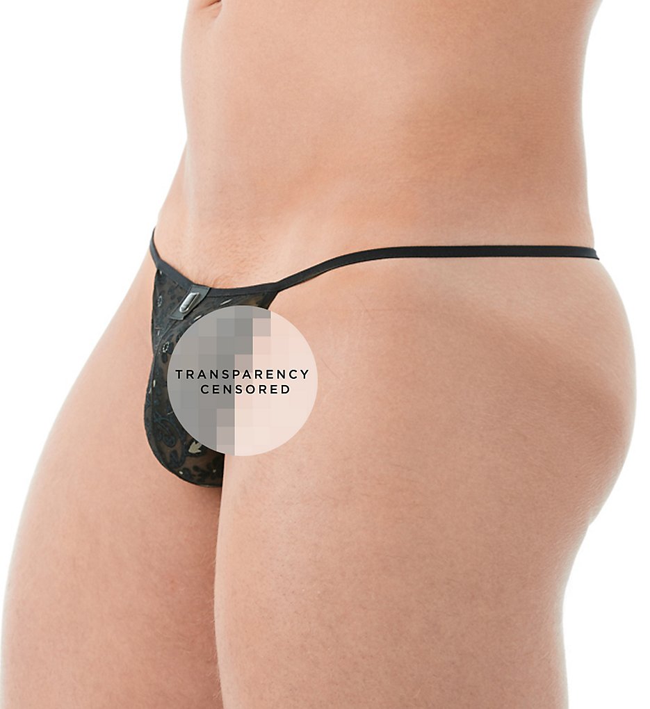 Gregg Homme 142114 Rococo All Over Floral Burnout Sheer G-String (Black)