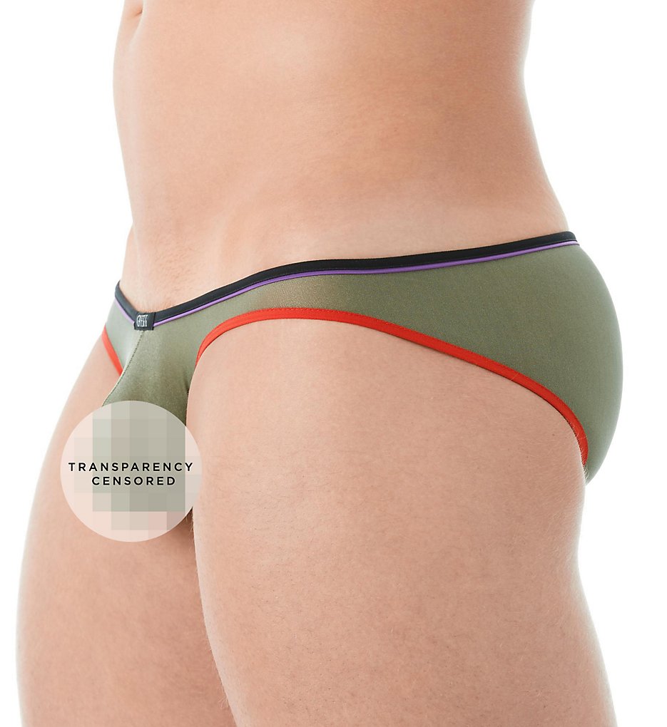 Gregg Homme 142303 Affair Hyperstretch Sheer Low Rise Briefs (Khaki Green)