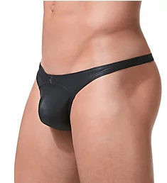 Crave Faux Leather Thong BLK S