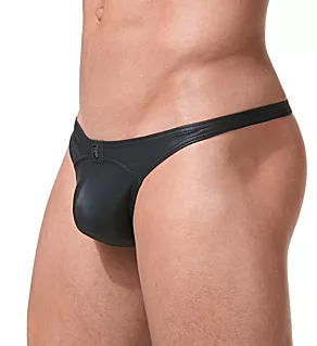 Crave Faux Leather Thong BLK L