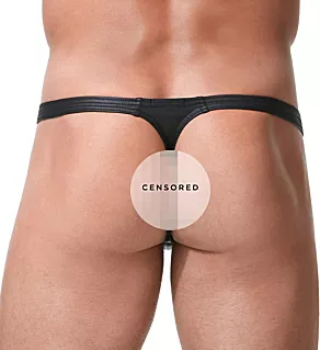 Crave Faux Leather Thong BLK L