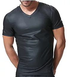 Crave Faux Leather T-Shirt BLK S