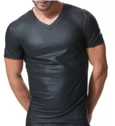 Crave Faux Leather T-Shirt BLK S