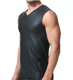 Crave Faux Leather Muscle Shirt BLK S