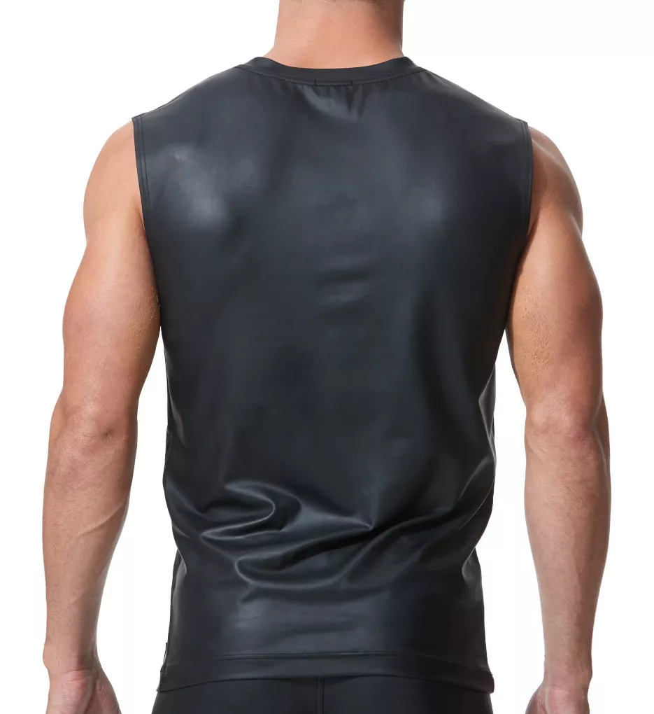 Crave Faux Leather Muscle Shirt BLK S