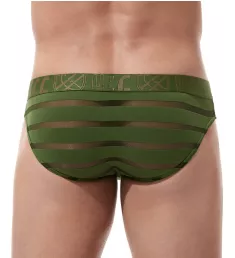 Encore Plus See Through Stripe Brief Khaki M