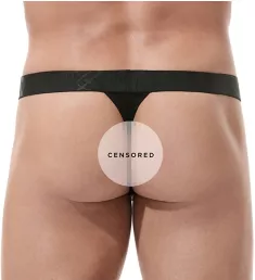 Encore Plus See Through Stripe Thong Black S