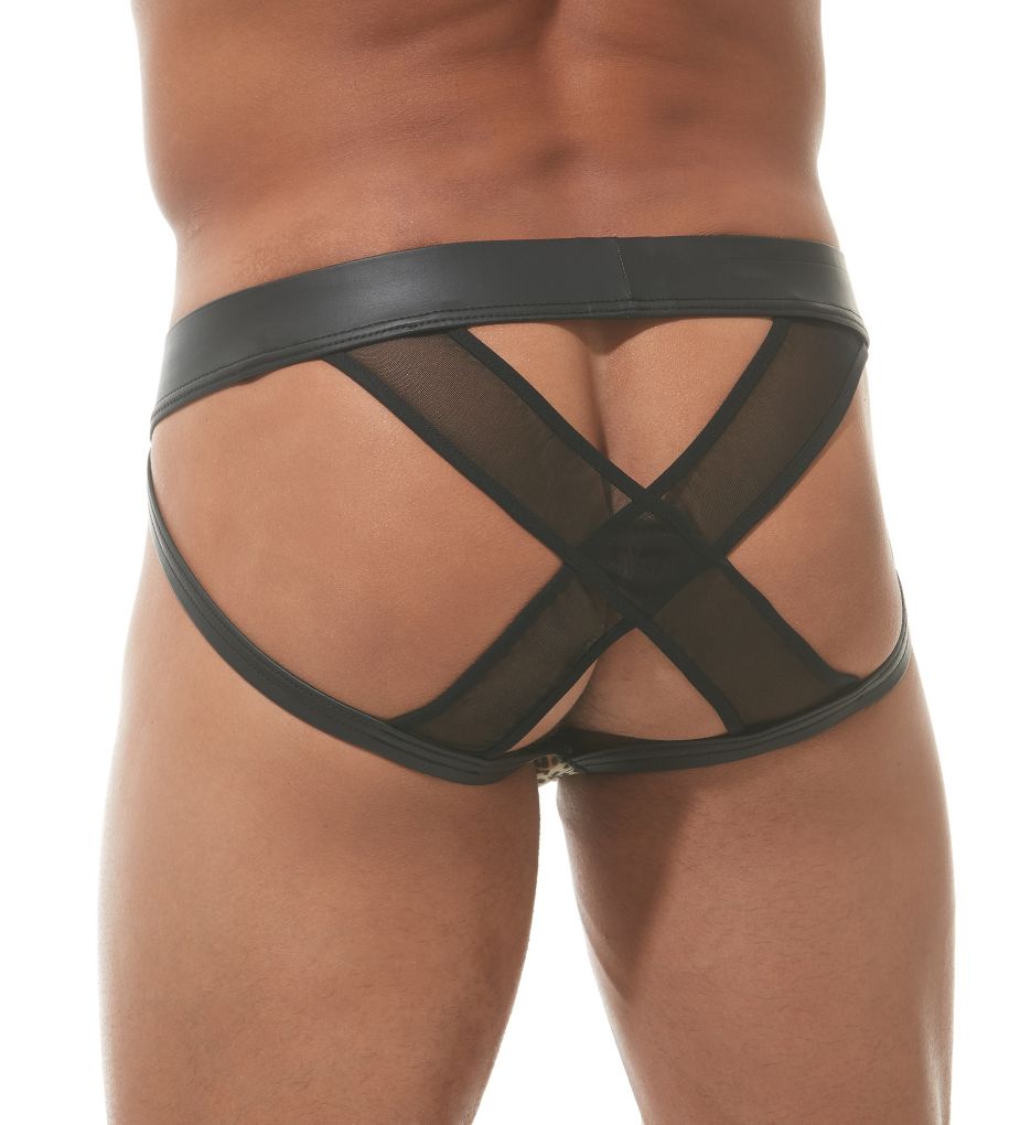 Captive Faux Leather Leopard Brief Jock