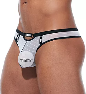 Renegade Peekaboo Sheer Thong WHT XL