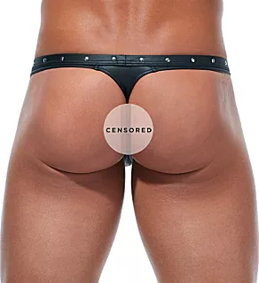 Scorpio Faux Leather Thong BLK L