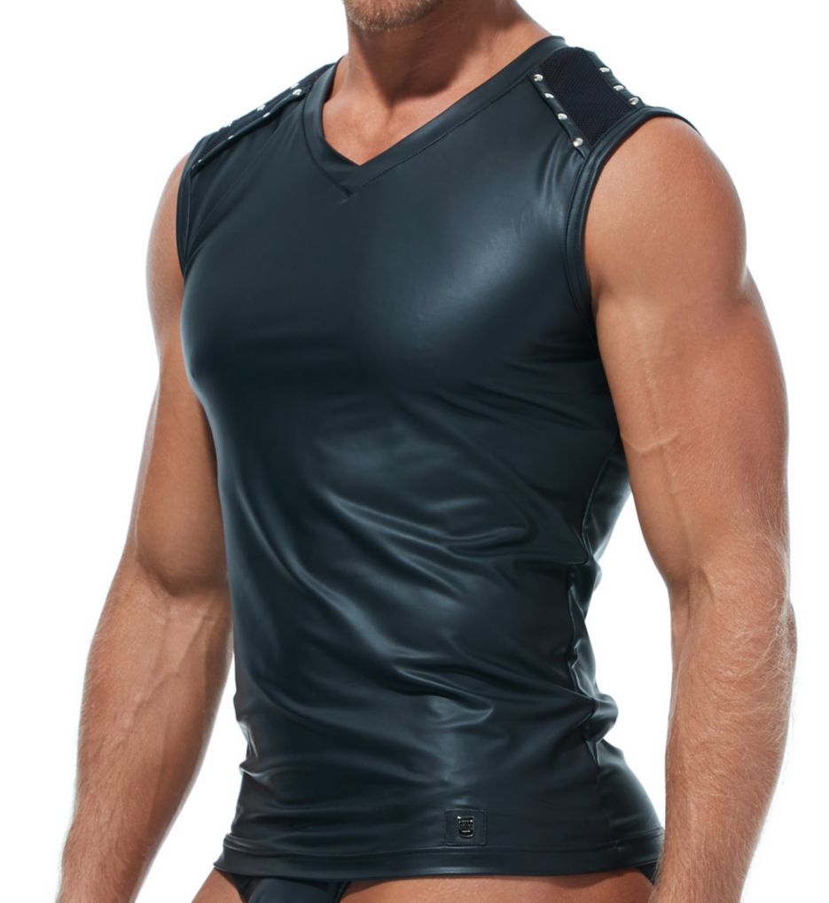 Scorpio Faux Leather Muscle Shirt